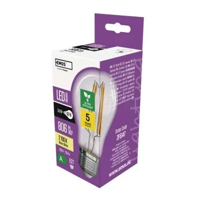 EMOS LED žárovka Filament A60 / E27 / 3,8 W (60 W) / 806 lm