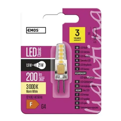 EMOS LED žárovka Classic JC G4 1,9W teplá bílá