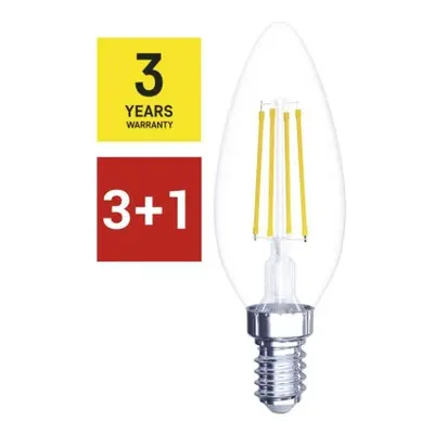 3 + 1 zdarma – LED žárovka Filament svíčka / E14 / 6 W (60 W) / 810 lm / neutrální bílá