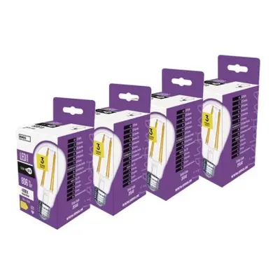 3 + 1 zdarma – LED žárovka Filament A60 / E27 / 5,9 W (60 W) / 806 lm / neutrální bílá