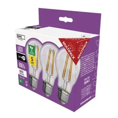 EMOS LED žárovka Filament A60 / E27 / 3,8 W (60 W) / 806 lm