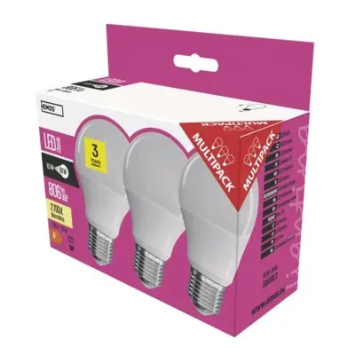 EMOS LED žárovka Classic A60 E27 8,5W teplá bílá 3ks