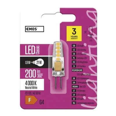 EMOS LED žárovka Classic JC G4 1,9W neutrální bílá