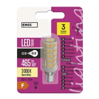 EMOS LED žárovka Classic JC E14 4,5W teplá bílá