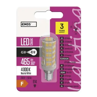 EMOS LED žárovka Classic JC E14 4,5 neutrální bílá