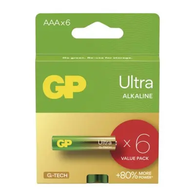 Alkalická baterie GP Ultra AAA (LR03), 6 ks