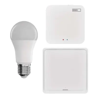 Sada GoSmart: 1x LED žárovka E27 / 9W / RGB / Zigbee, 1x ovladač scén, 1x ZigBee brána