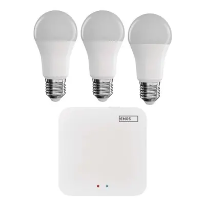 Sada GoSmart: 3x LED žárovka E27 / 11W / RGB / Zigbee, 1x ZigBee brána