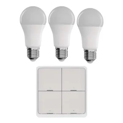 Sada GoSmart: 3x LED žárovka E27 / 11W / RGB / Zigbee, 1x ovladač scén