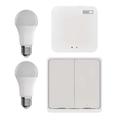 Sada GoSmart: 2x LED žárovka E27 / 11W / RGB / Zigbee, 1x ovladač scén, 1x ZigBee brána