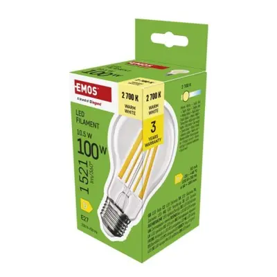 EMOS LED žárovka Filament A60 / E27 / 10,5 W (100 W) / 1521