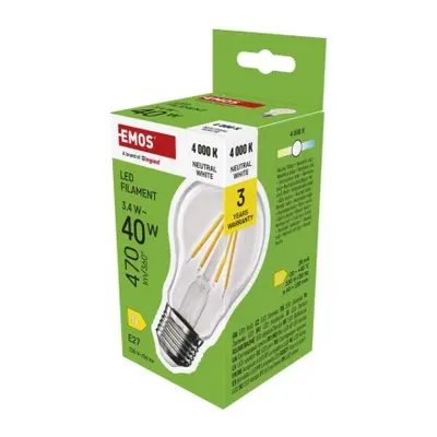 EMOS LED žárovka Filament A60 / E27 / 3,4 W (40 W) / 470 lm