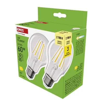 EMOS LED žárovka Filament A60 / E27 / 5,9 W (60 W) / 806 lm