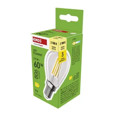 EMOS LED žárovka Filament Mini Globe / E14 / 5,9 W (60 W) /