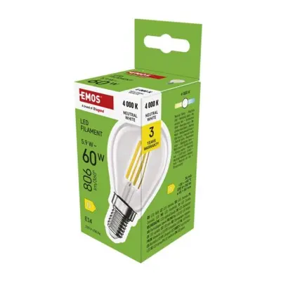 LED žárovka Filament Mini Globe / E14 / 5,9 W (60 W) / 806 lm / neutrální bílá