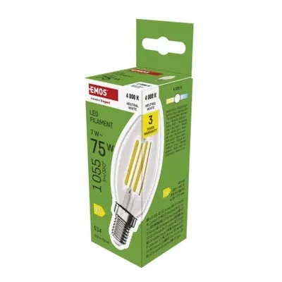 LED žárovka Filament svíčka / E14 / 7 W (75 W) / 1055 lm / neutrální bílá