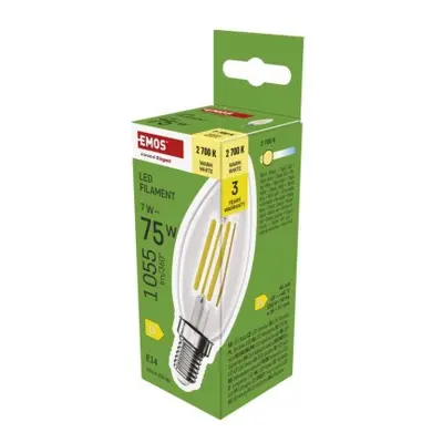 LED žárovka Filament svíčka / E14 / 7 W (75 W) / 1055 lm / teplá bílá