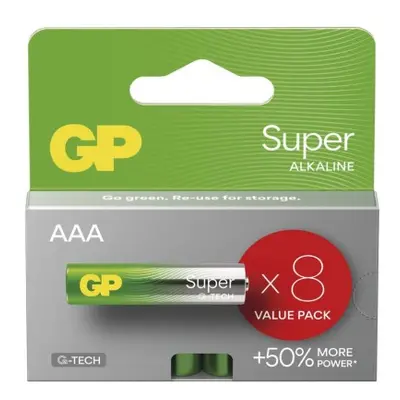 Alkalická baterie GP Super AAA (LR03), 8 ks