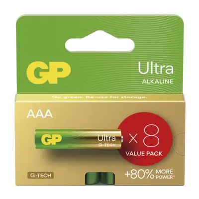 Alkalická baterie GP Ultra AAA (LR03), 8 ks