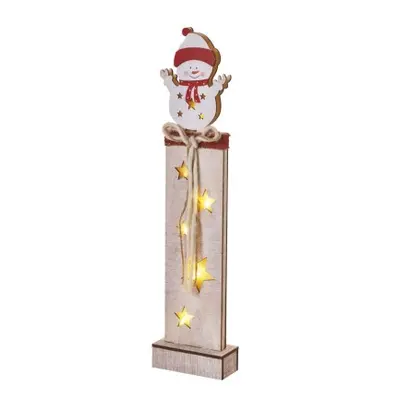 EMOS DCWW12 LED dekorace dřevěná – sněhulák, 46 cm, 2x AA