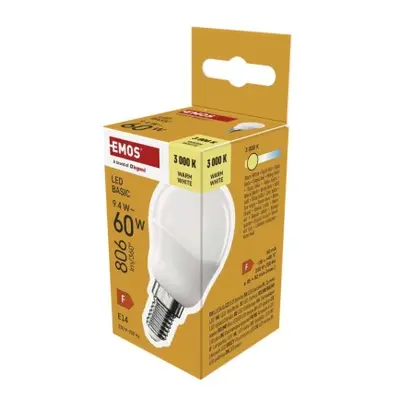 EMOS LED žárovka Basic Mini Globe / E14 / 9,4 W (60 W) / 806