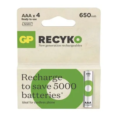 Nabíjecí baterie GP ReCyko 650 mAh AAA (HR03), 4 ks