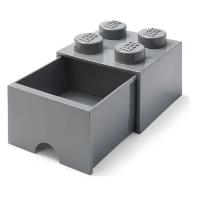 LEGO úložný box 4 s šuplíkem - tmavě šedá