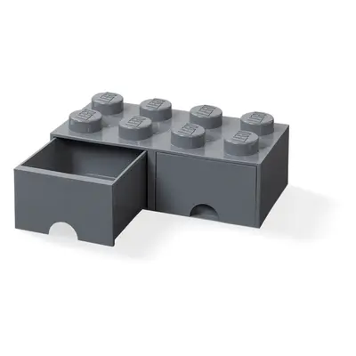 LEGO úložný box 8 s šuplíky - tmavě šedá