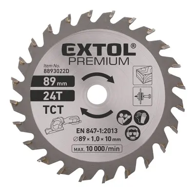 EXTOL PREMIUM 8893022D kotouč pilový s SK plátky 89x1,6x10mm, 24T