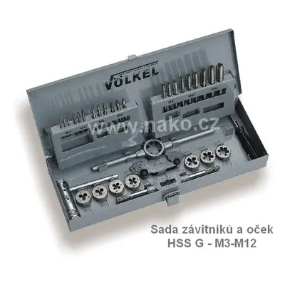 VÖLKEL 49501 kazeta M3-M12 závitníky + očka HSS G (M1-II)