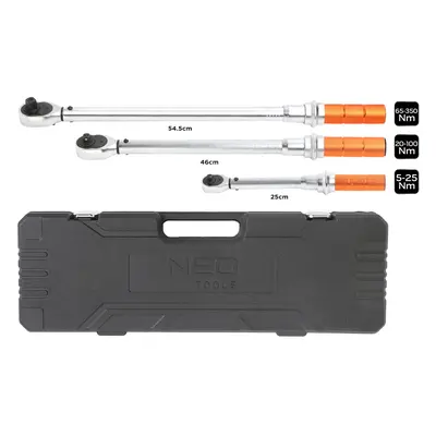 NEO TOOLS 08-843 sada momentových klíčů 1/4", 3/8", 1/2" (5-350Nm)