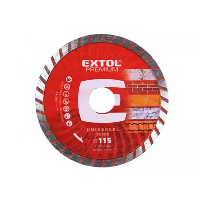 EXTOL PREMIUM 108751 kotouč diamantový řezný TURBO, 115x22,2mm