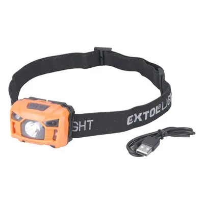 EXTOL LIGHT 43180 čelovka LED 100lm, nabíjecí, USB, IR senzor