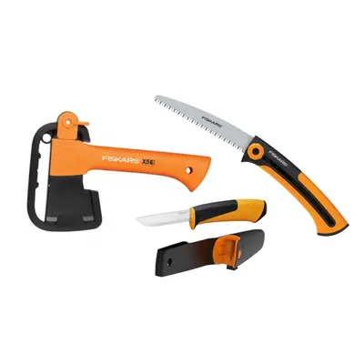 FISKARS 1057912 kempingový set, sekera X5 + pilka SW73 + nůž Hardware