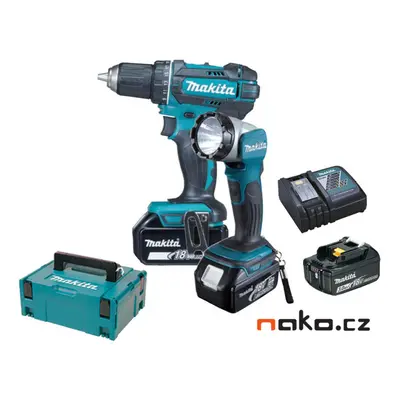 MAKITA DDF482RFJ1 aku vrtací šroubovák se svítilnou 18V/3Ah 3xaku