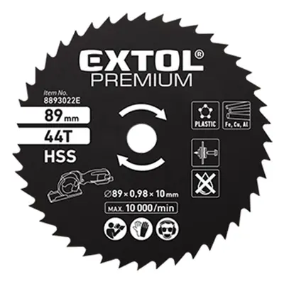 EXTOL PREMIUM 8893022E kotouč pilový HSS 89x1x10mm, 44T