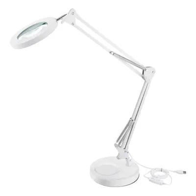 EXTOL LIGHT 43161 stolní lampa s lupou, 1300lm, 5x zvětšení, USB, bílá