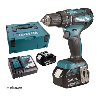 MAKITA DHP485RTJ aku bezuhlíkový příklepový šroubovák Li-ion LXT 18V/5,0 Ah,Makpac