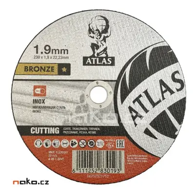 ATLAS 230x1.9 A46T BF41 řezný kotouč na nerez a ocel 66252821753