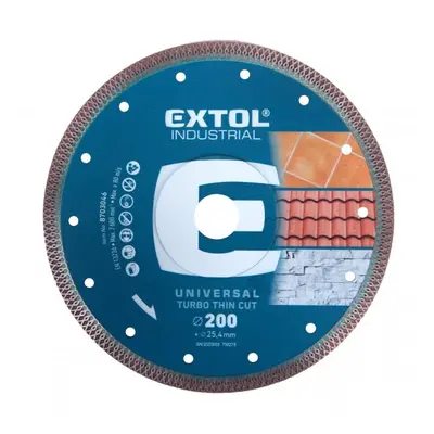 EXTOL INDUSTRIAL 8703046 kotouč diamantový turbo Thin Cut suchý i mokrý řez 200x25,4x2mm