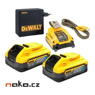 DeWALT DCB094H2 nabíjecí sada POWERSTACK 2x akumulátor 18V 5Ah XR LiIon USB-C, ORIGINÁL