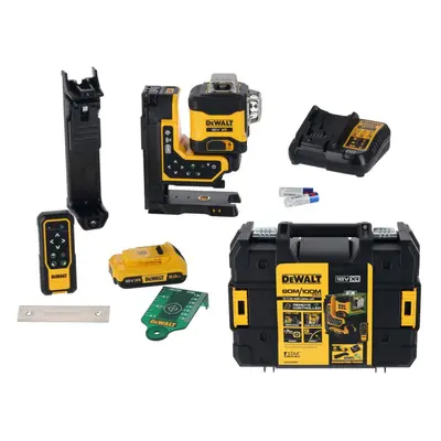 DeWALT DCLE34035D1 aku multiline laser 3x360° 18V XR LiIon 2Ah, zelený paprsek, přijímač,