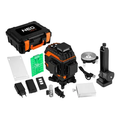 NEO TOOLS 75-140 křížový samonivelační 3D laser 3x 360° 25m se zeleným paprskem, LiIon