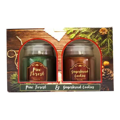 Arôme Vánoční vonná svíčka Pine Forest + Gingerbread Cookies, 2 x 85 g