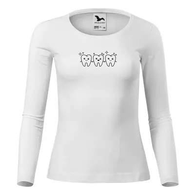 Dámské triko FIT-LS 169 XS-XXL - bílá / černý potisk ZUBY SÍTO