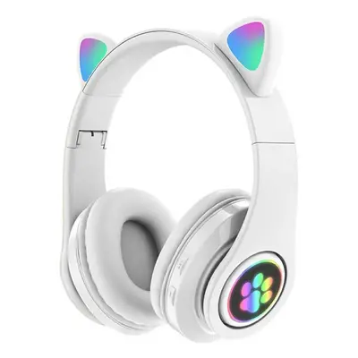 Zaparkorun Bezdrátová LED sluchátka Cat Ears - Bílá