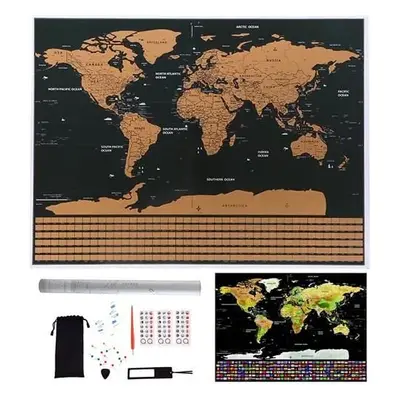 Stírací mapa světa s vlajkami a doplňky - v dárkovém tubusu - 82 x 59 cm - Malatec