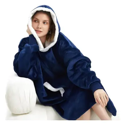 VERK Deka s rukávy a kapucí Huggle Hoodie - blue