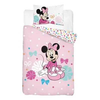 DETEXPOL Povlečení do postýlky Minnie puntíky růžová Bavlna, 100/135, 40/60 cm