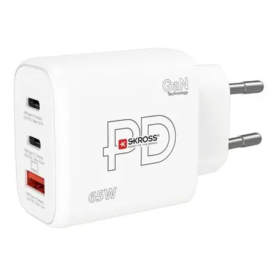 Nabíjecí adaptér Power charger SKROSS DC57-PD65 - USB A+C - 65W GaN EU, Power Delivery, typ C